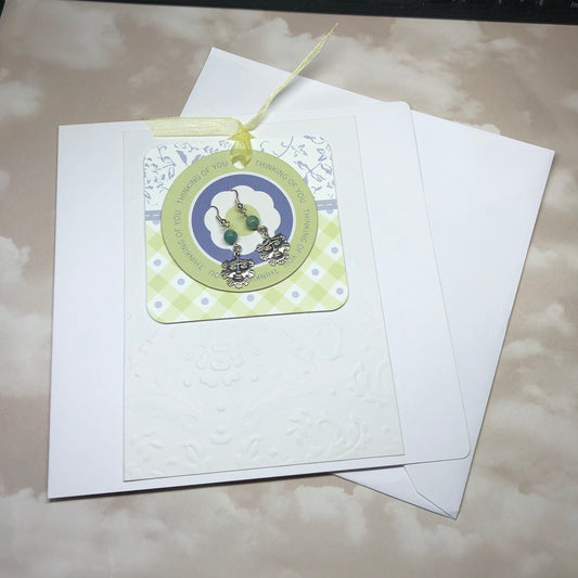 Aventurine earrings and square handmade greeting card