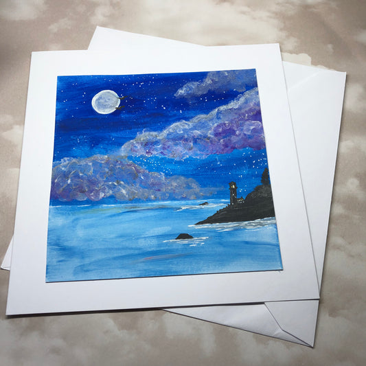 Lighthouse painting or handmade greeting card
