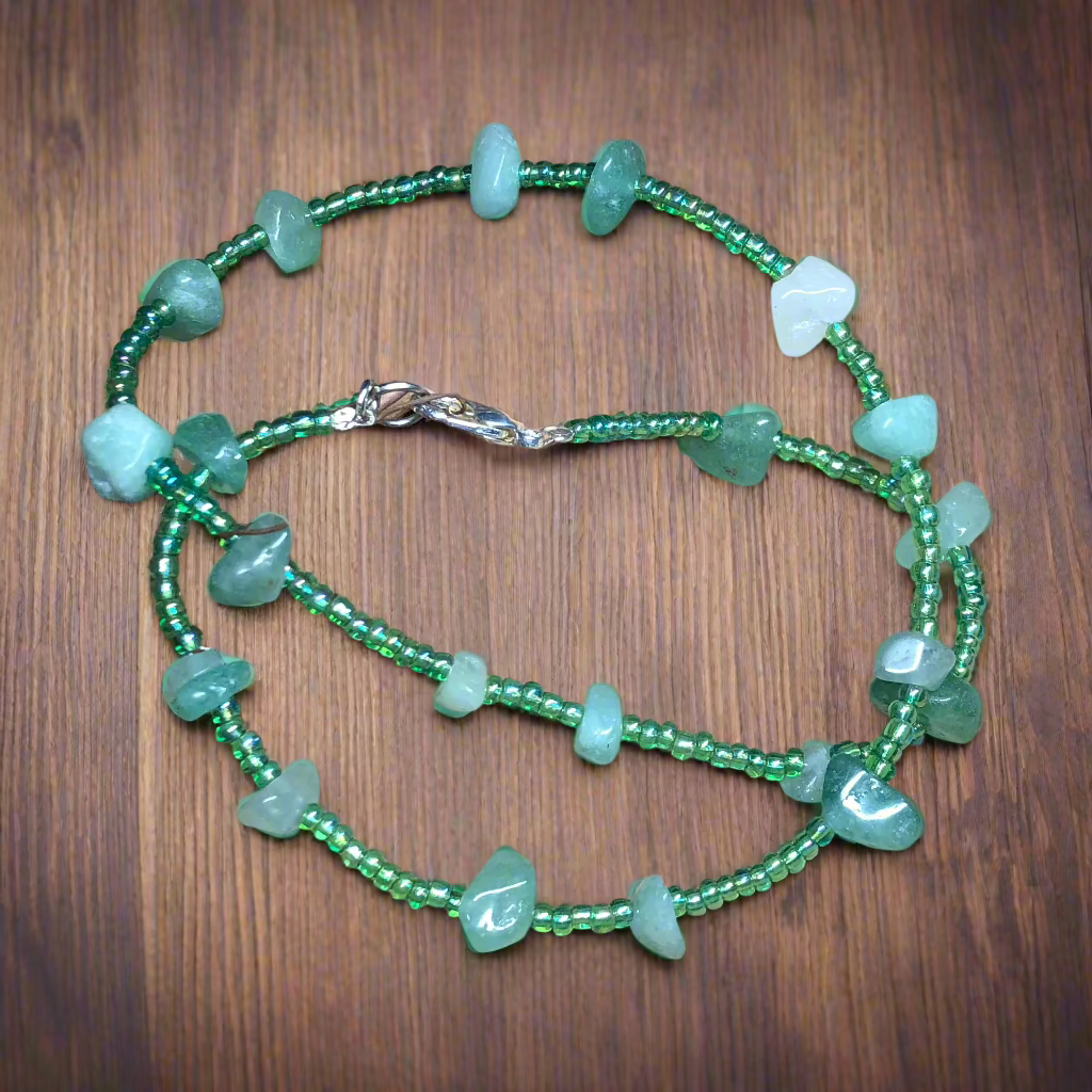 Barberry - Aventurine and seed bead necklace