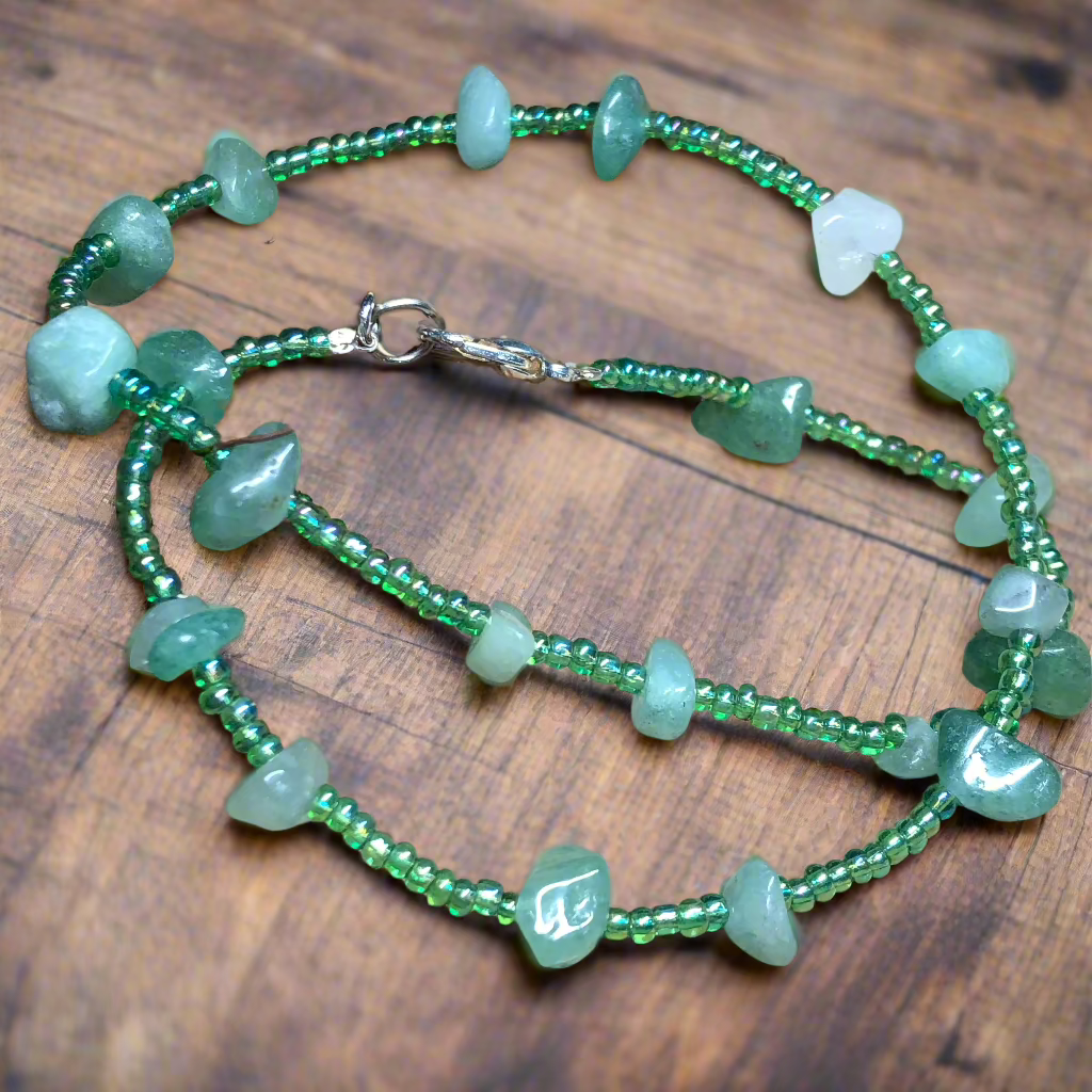 Barberry - Aventurine and seed bead necklace