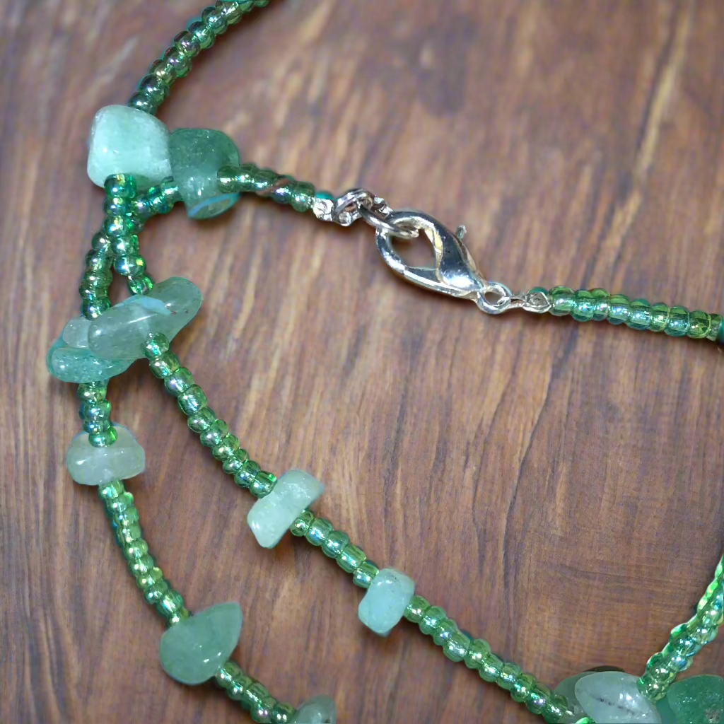Barberry - Aventurine and seed bead necklace
