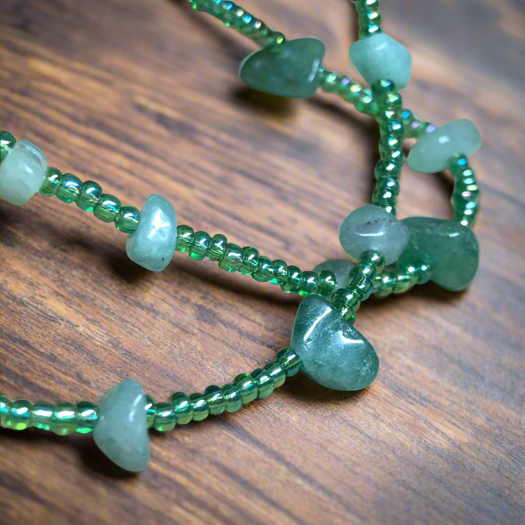 Barberry - Aventurine and seed bead necklace