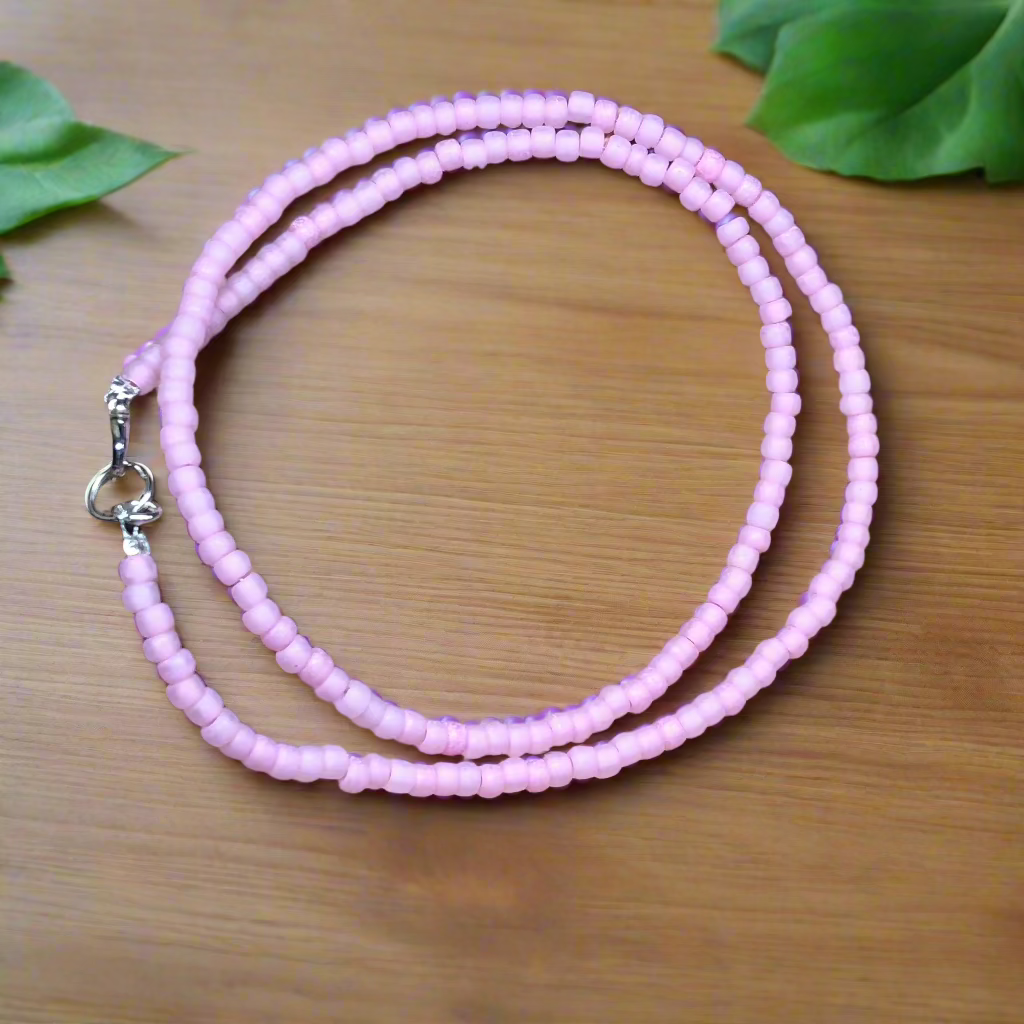 Immingham - Pink matt glass choker necklace