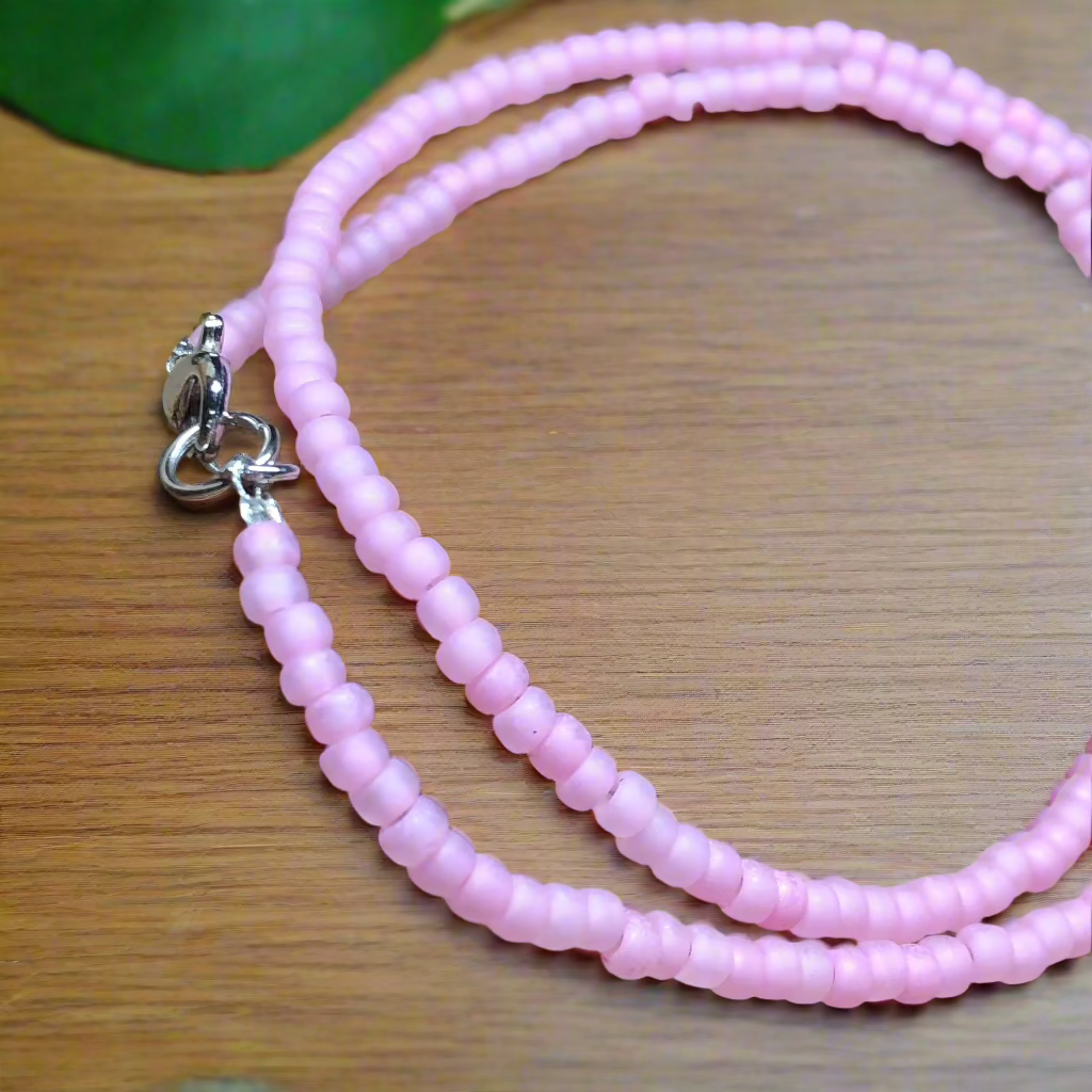 Immingham - Pink matt glass choker necklace