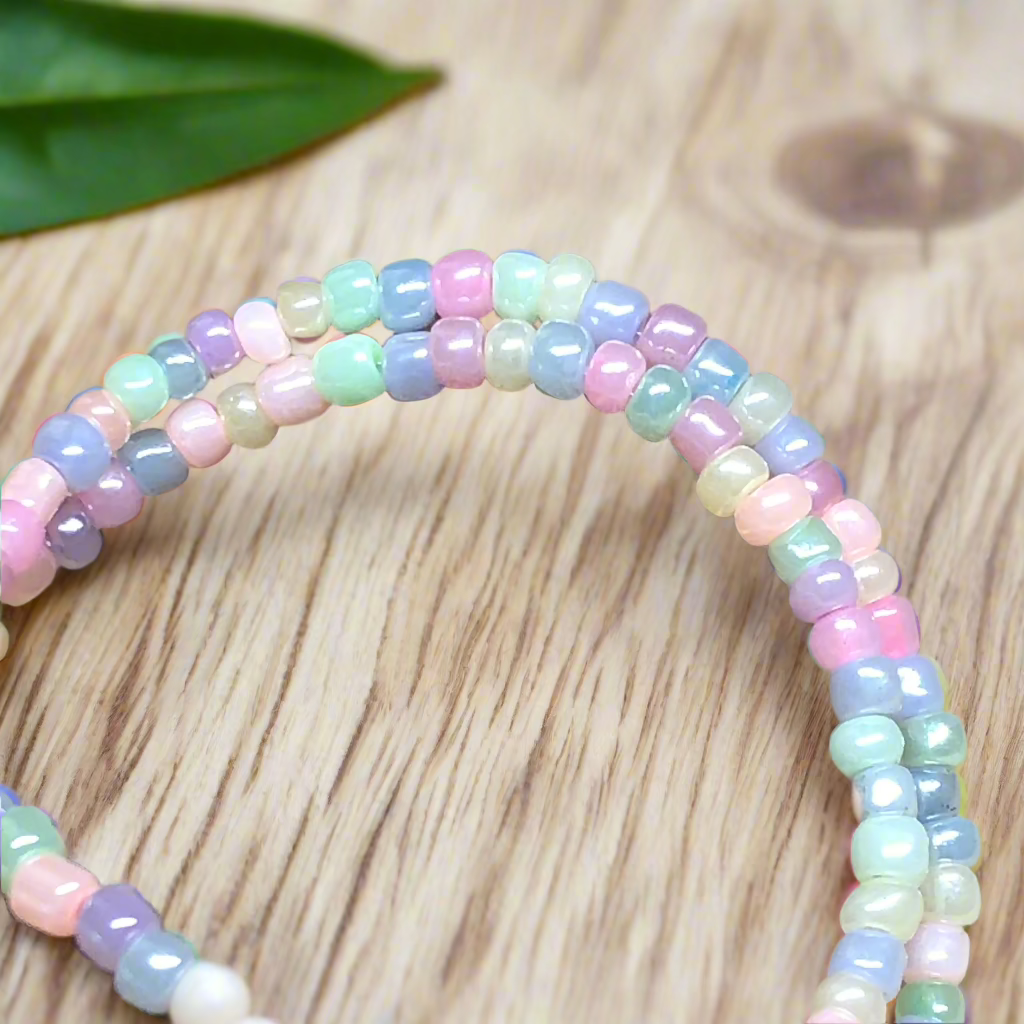 Hexham - Pastel glass beaded choker necklace