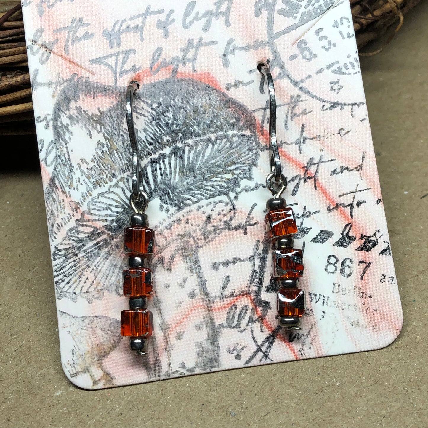 Bethany - Orange glass cube earrings