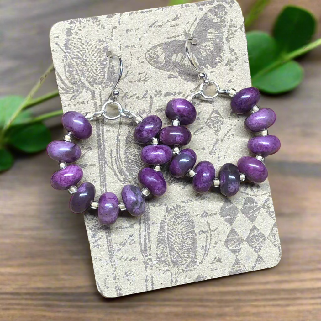 Isis - Purple knobbly Sugilite hoop earrings