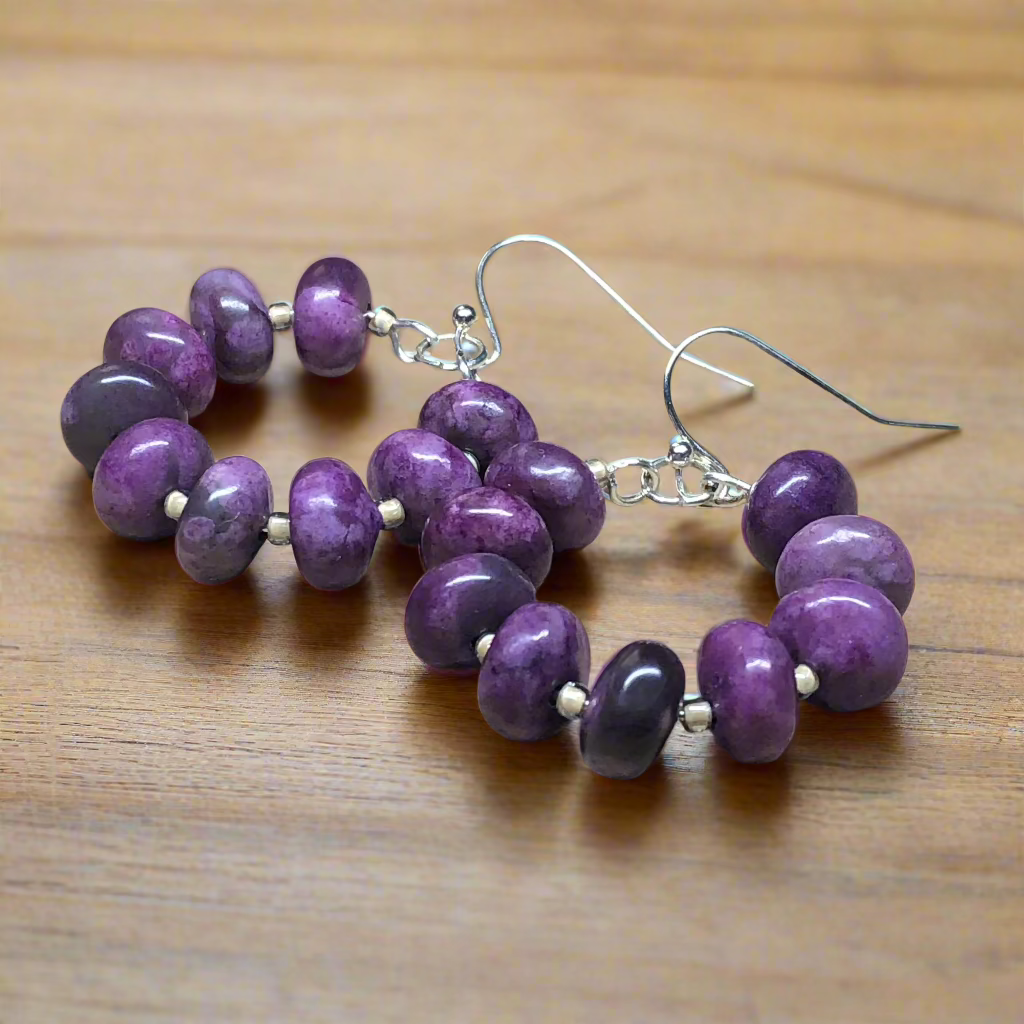 Isis - Purple knobbly Sugilite hoop earrings