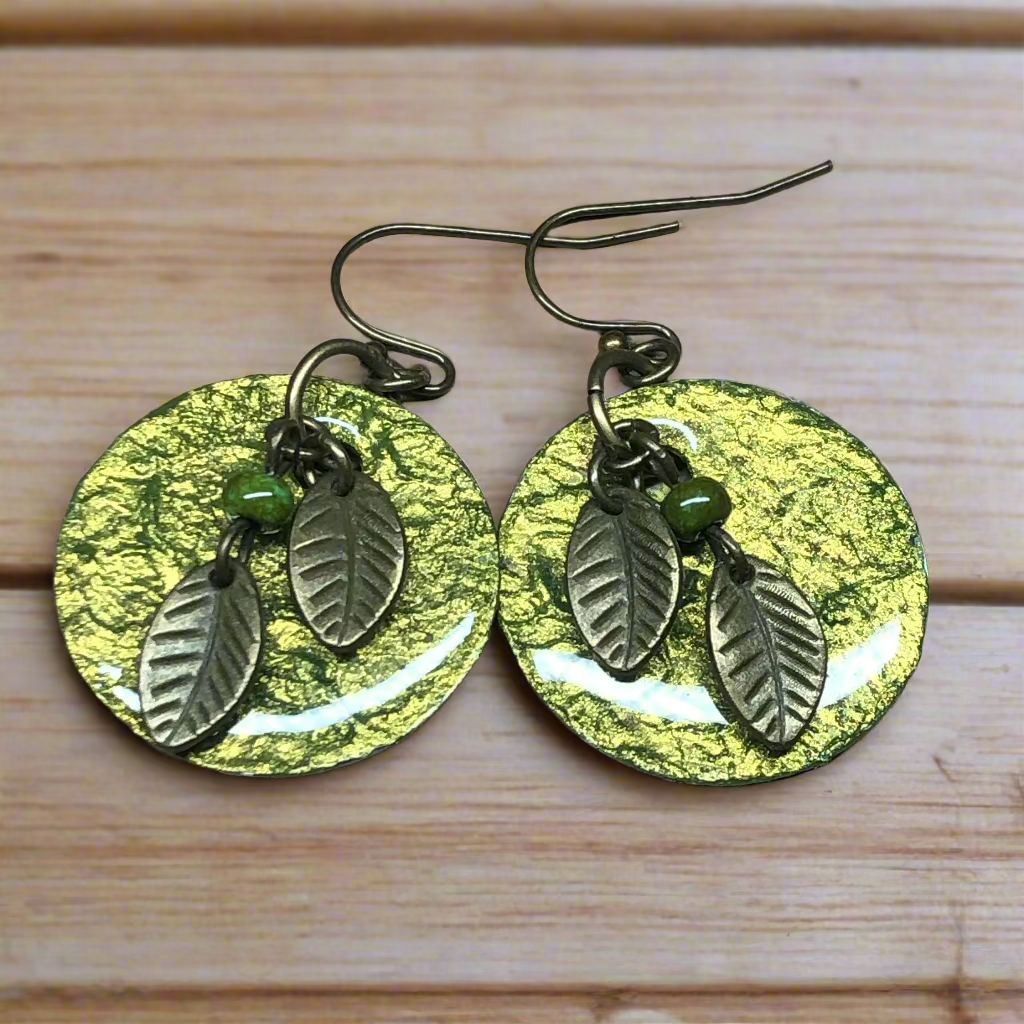 Peregrine - Green lightweight aluminium disc earrings