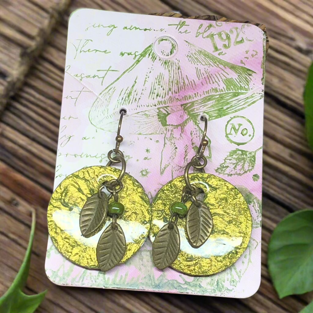 Peregrine - Green lightweight aluminium disc earrings