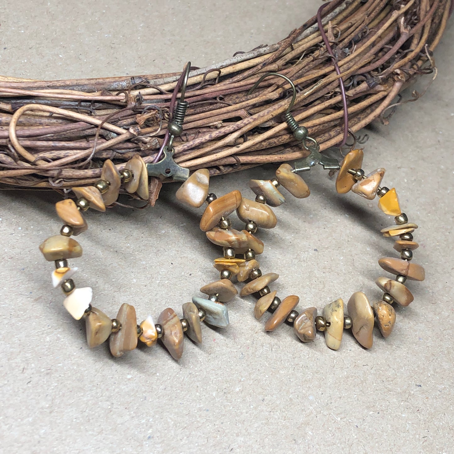 Khione - Mookaite chip hoop earrings