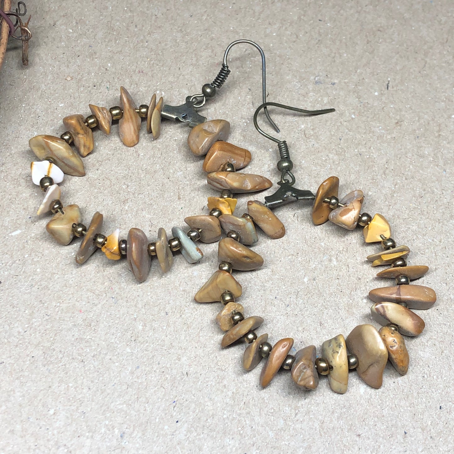Khione - Mookaite chip hoop earrings
