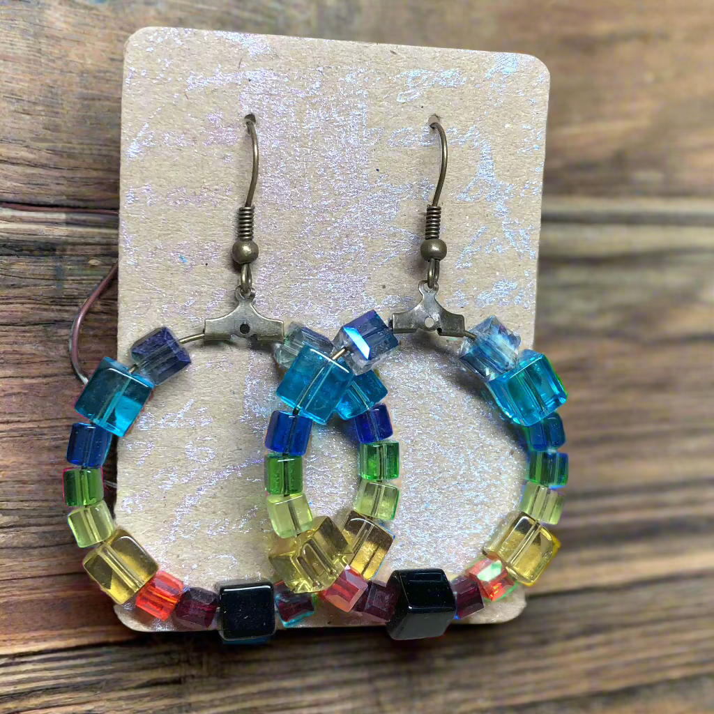 Alala - Rainbow hoop bronze earrings