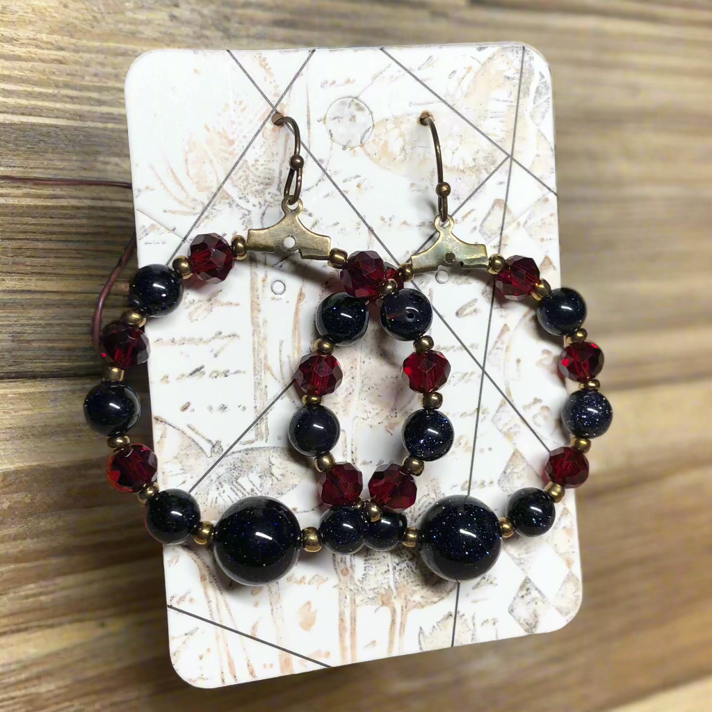 Invidia - Handmade Goldstone hoop earrings