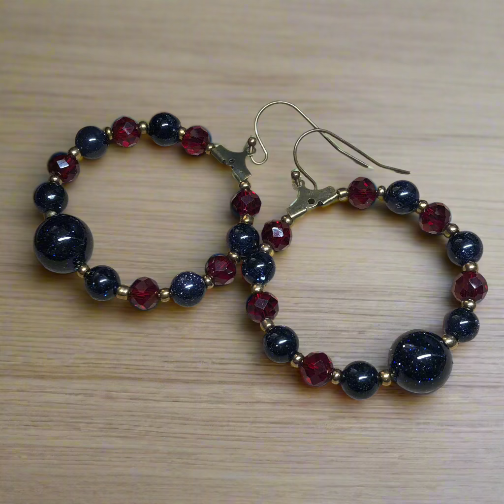 Invidia - Handmade Goldstone hoop earrings