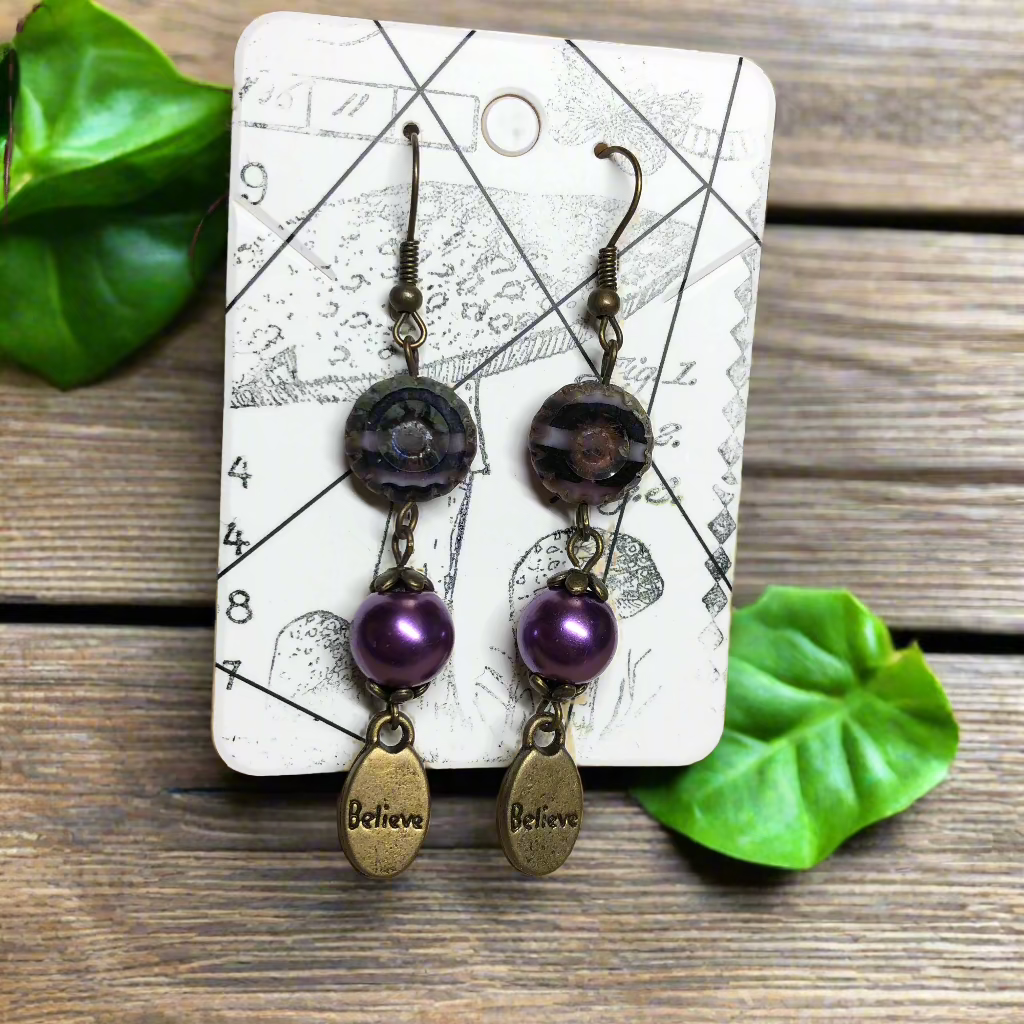 Eurydice - Purple glass believe earrings