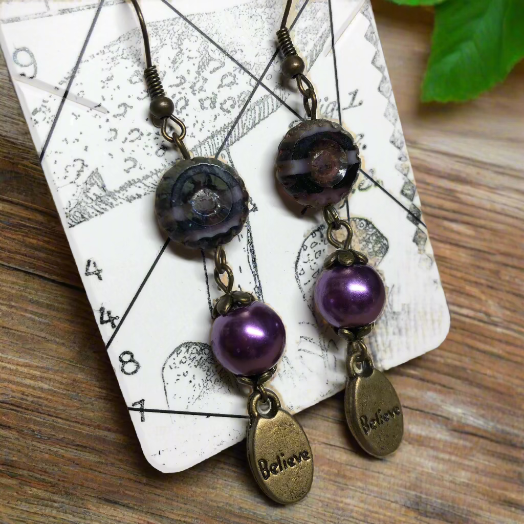 Eurydice - Purple glass believe earrings