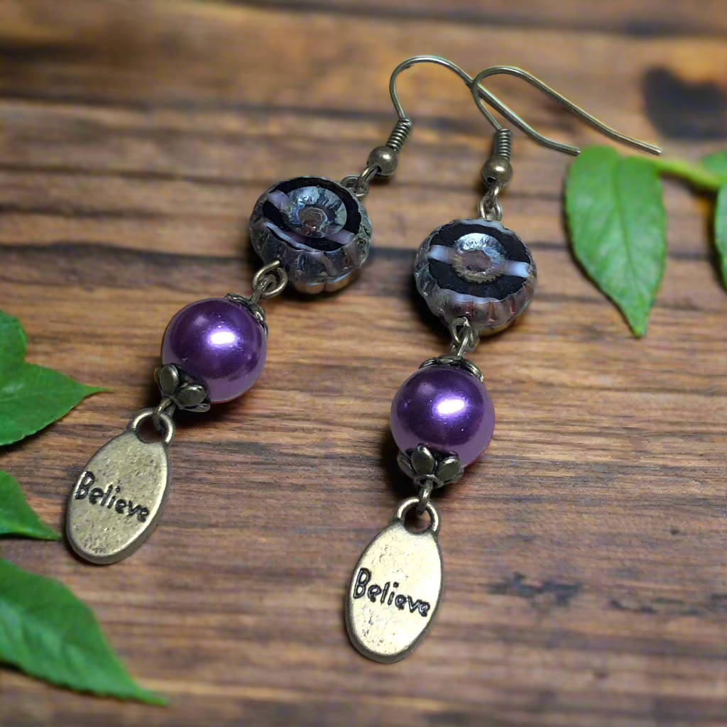 Eurydice - Purple glass believe earrings