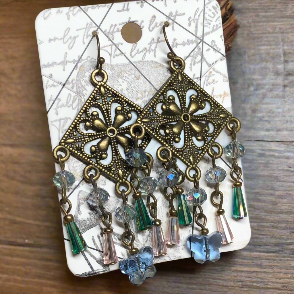 Krystal - Crystal butterfly chandelier earrings