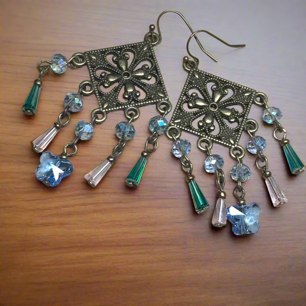 Krystal - Crystal butterfly chandelier earrings