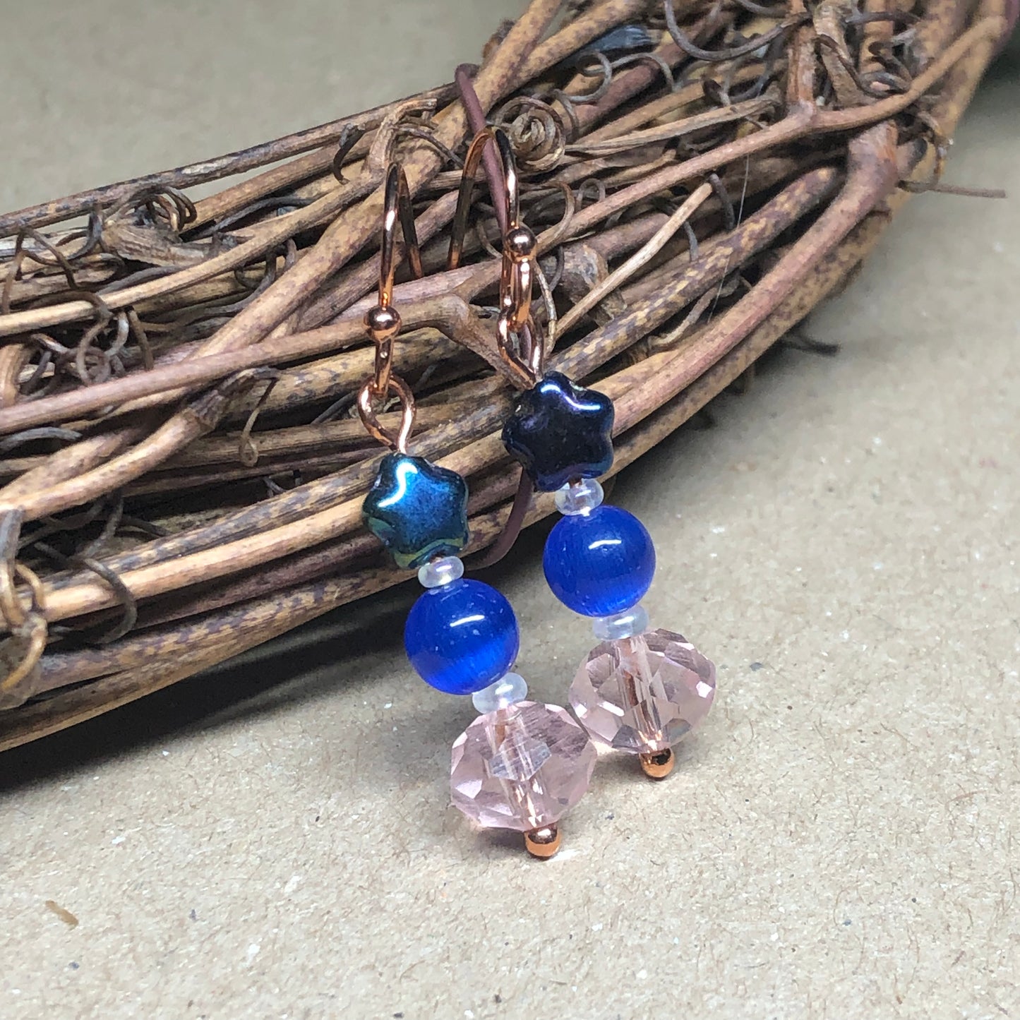 Rhea - Colourful glass star earrings