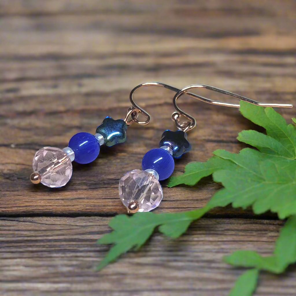 Rhea - Colourful glass star earrings