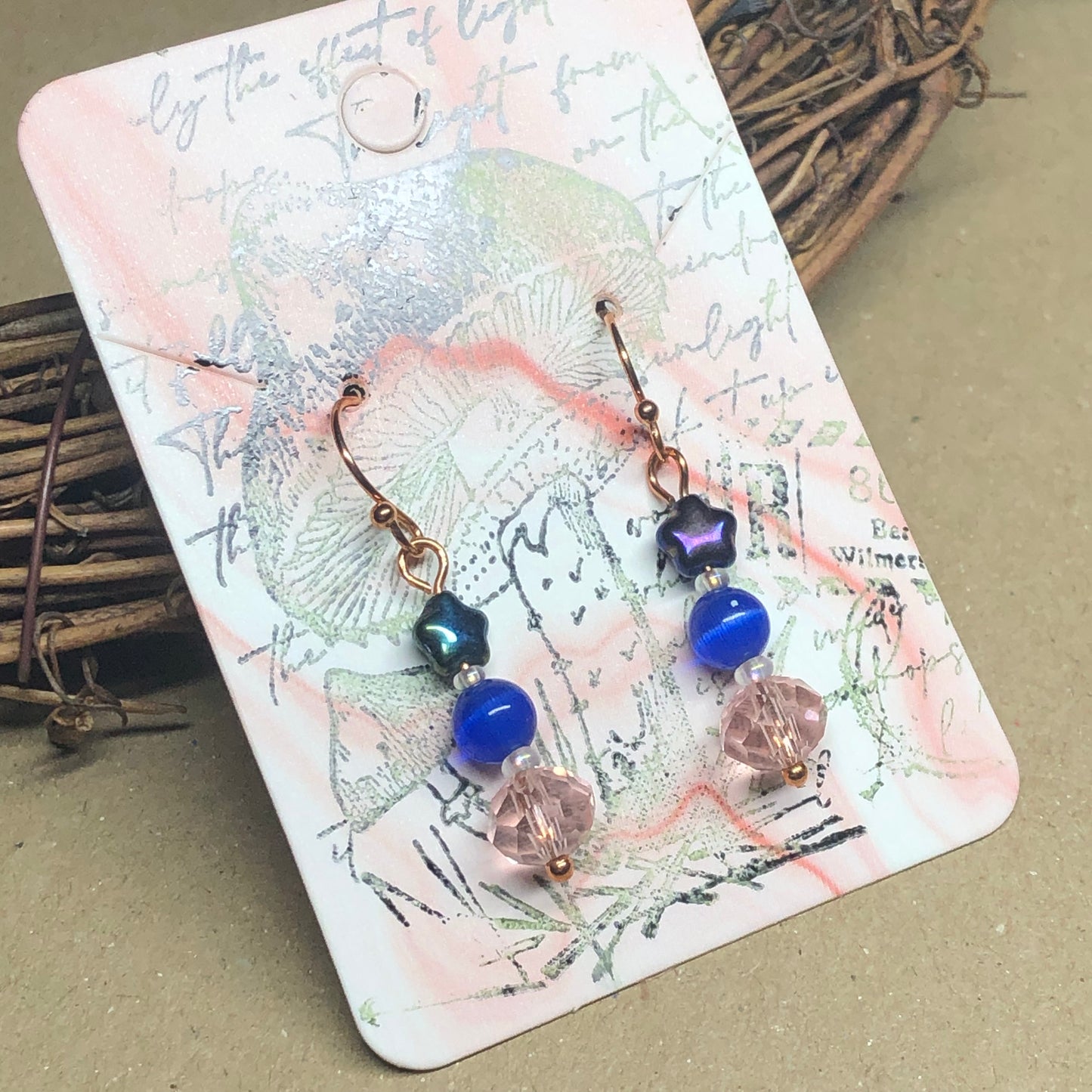 Rhea - Colourful glass star earrings