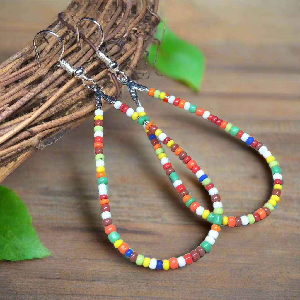 Sprinkles - glass peardrop hoop earrings