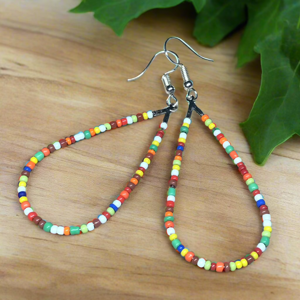 Sprinkles - glass peardrop hoop earrings