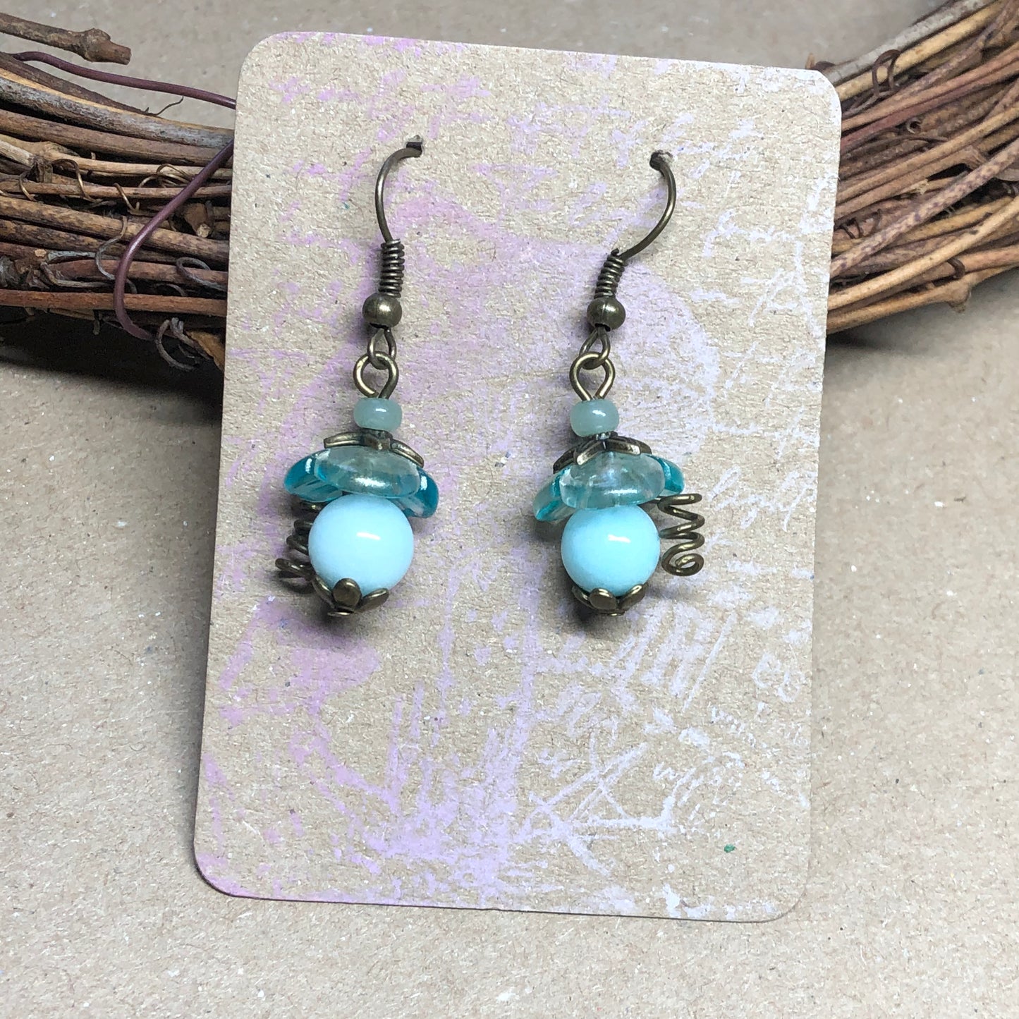 Philippa - Aquamarine tendril flower earrings