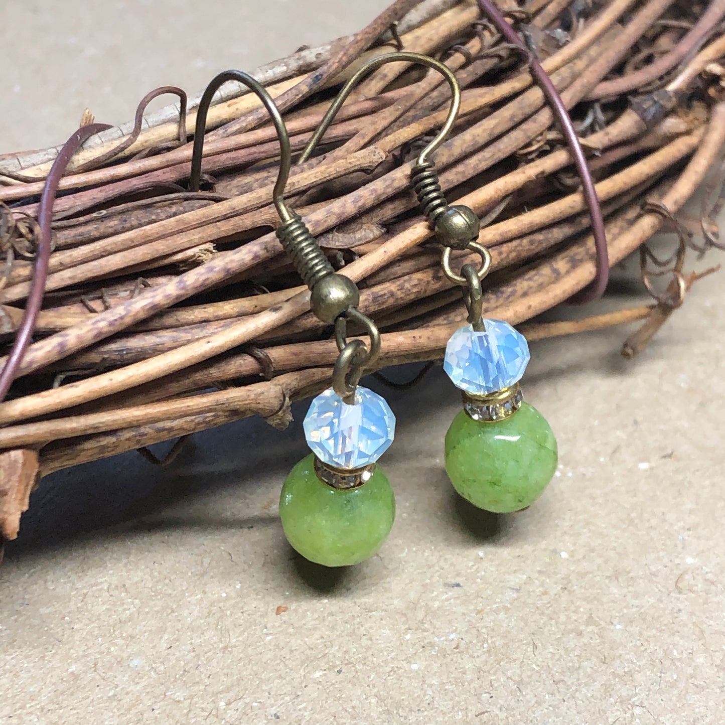 Odette - Peridot and Opalite earrings