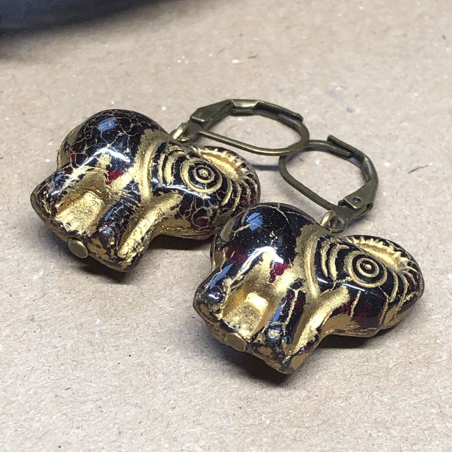 Rosalind - Red glass elephant earrings