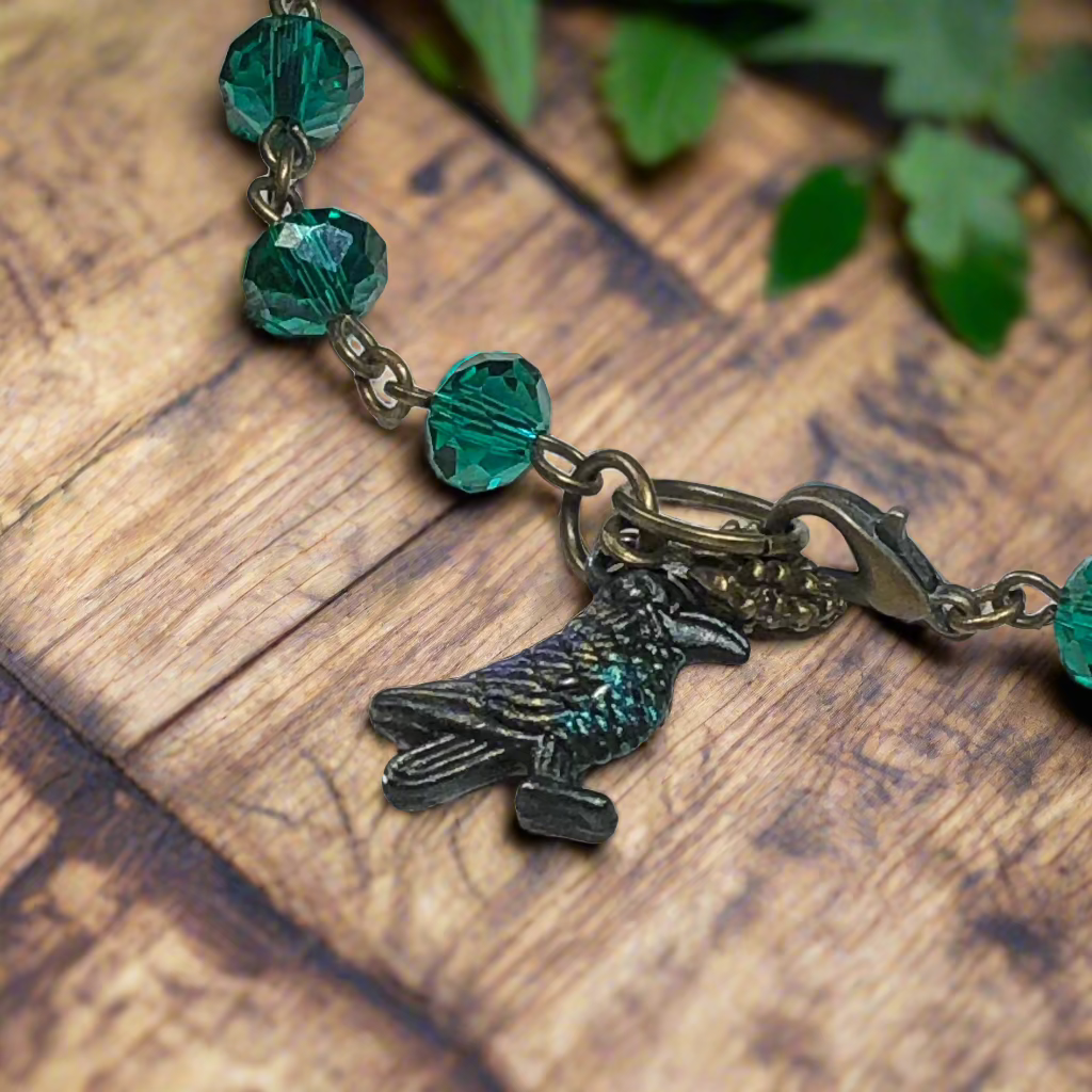 Raven - Emerald green crystal crown bracelet