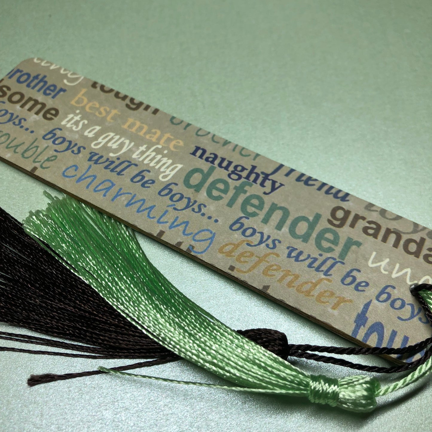 Masculine wooden bookmark