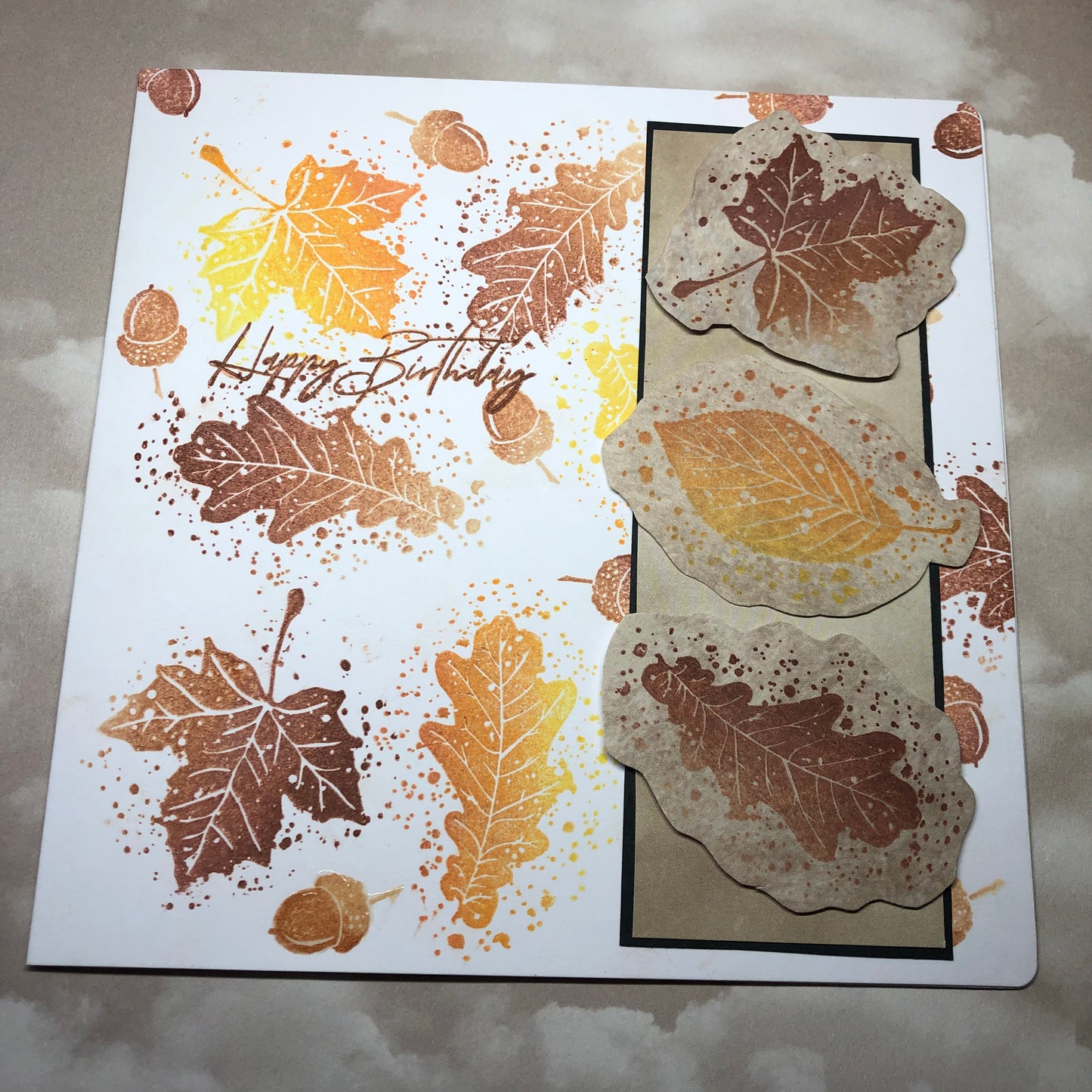 Happy Birthday leaf handmade greeting card