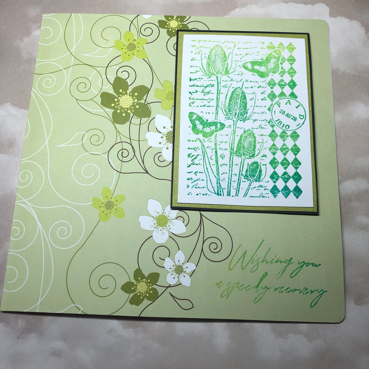 Green Get Well Soon greeting card