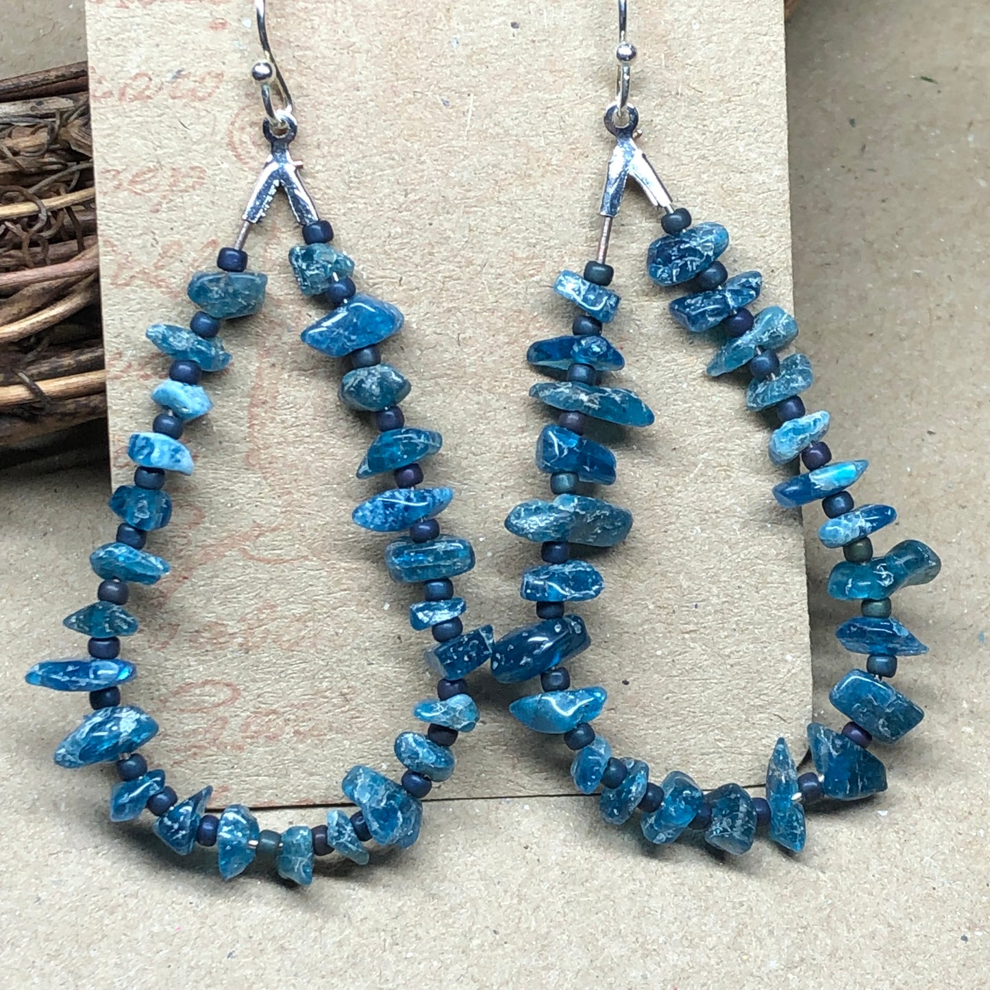 Blue Apatite hoop earrings