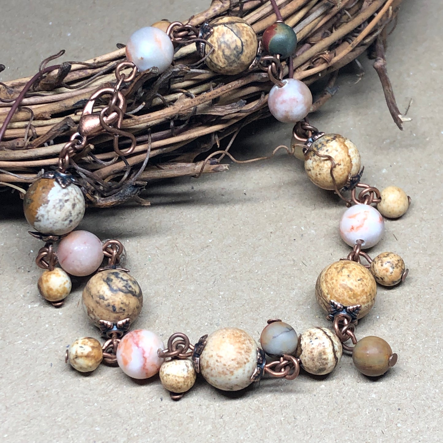 Earthy Appeal - Picture Jasper cluster bracelet