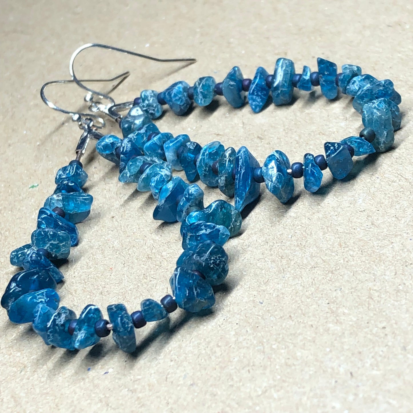 Blue Apatite hoop earrings