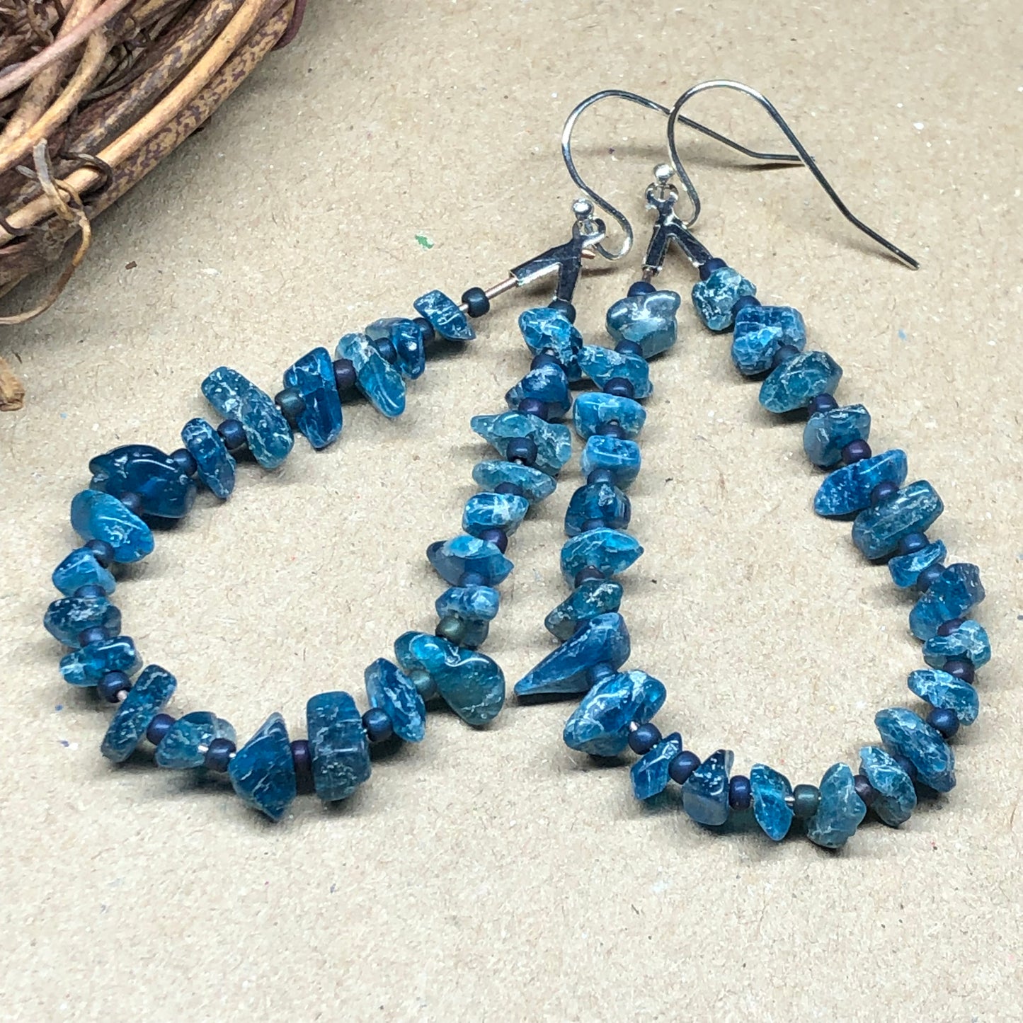 Blue Apatite hoop earrings