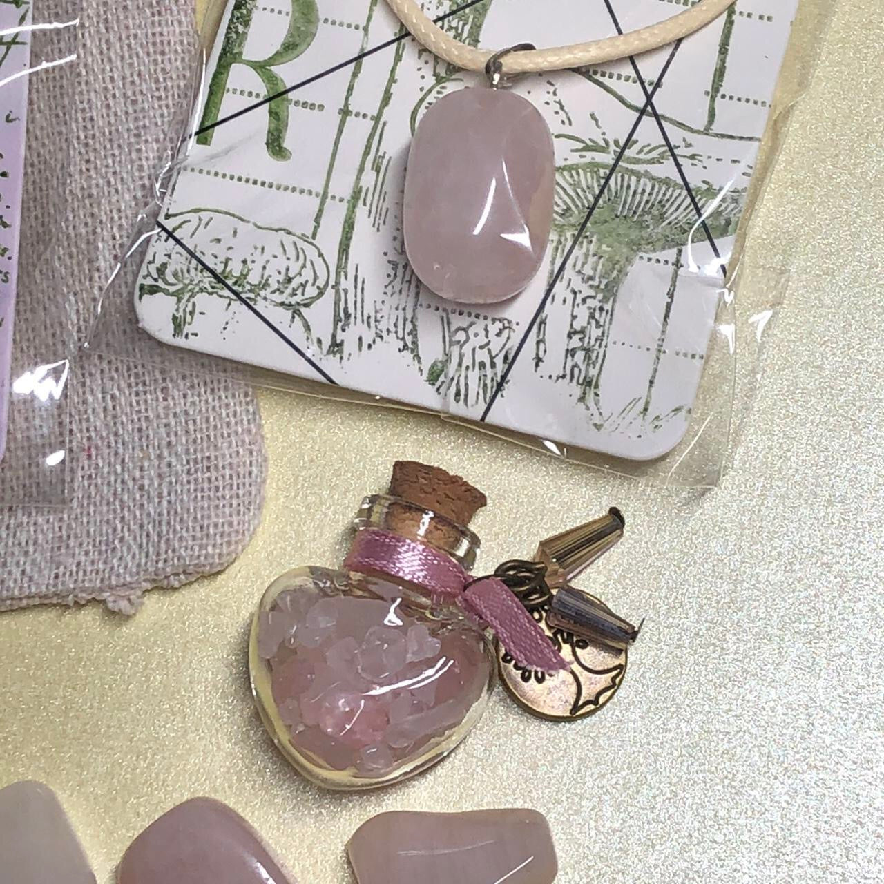 Rose Quartz handmade necklace and earrings gift