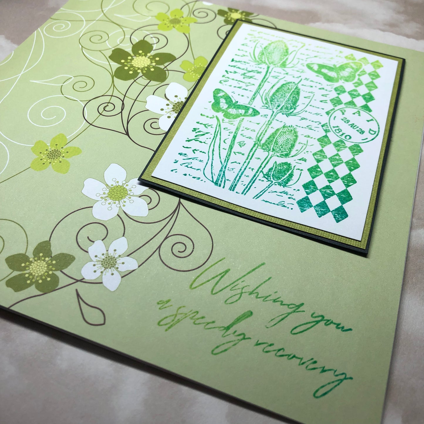 Green Get Well Soon greeting card