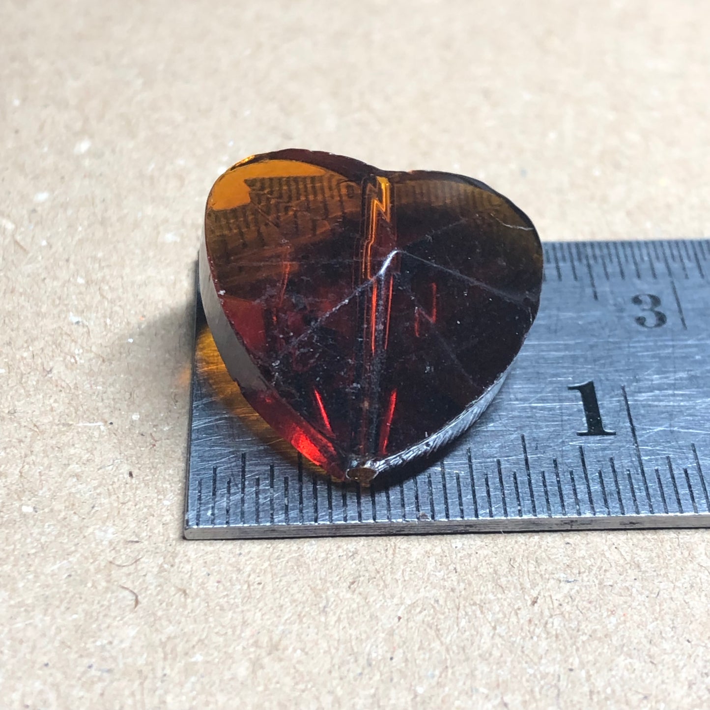 Brown heart shaped glass beads