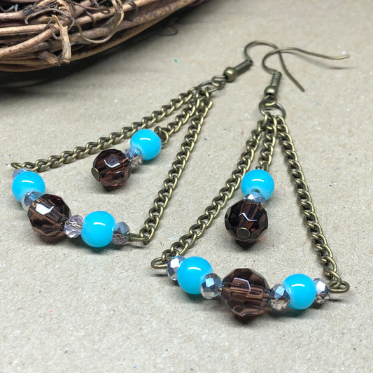 Blue and Plum chandelier earrings