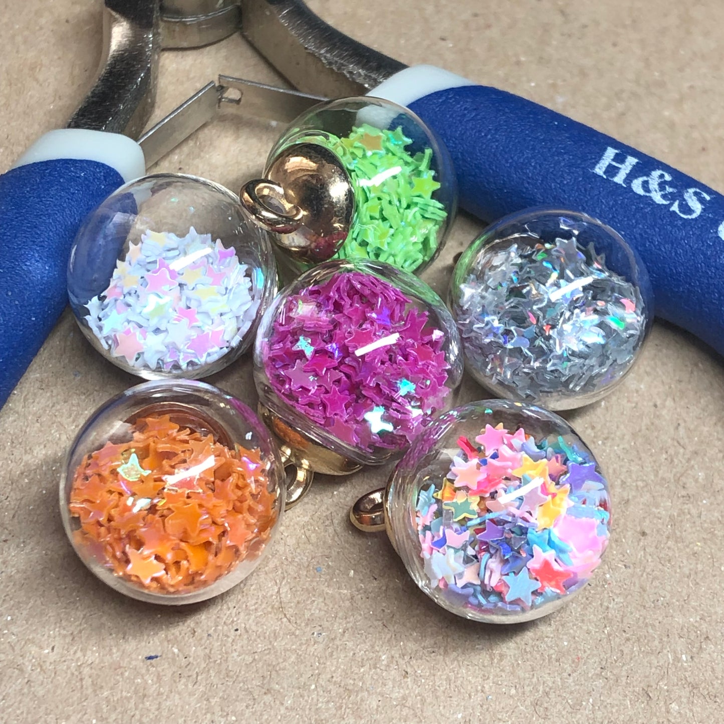 Glitter filled bauble pendants