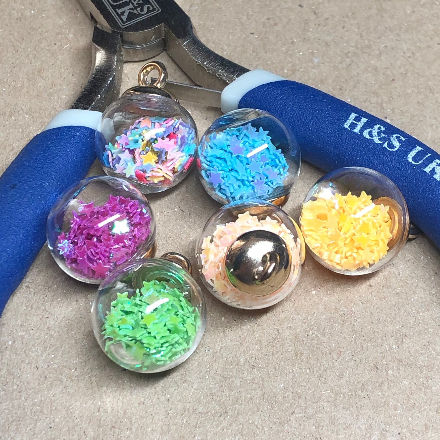 Glitter filled bauble pendants