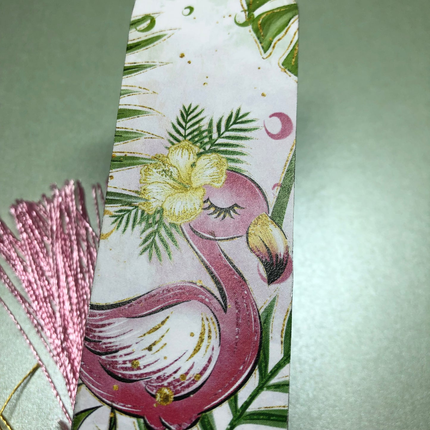 Floral Flamingo wooden bookmark