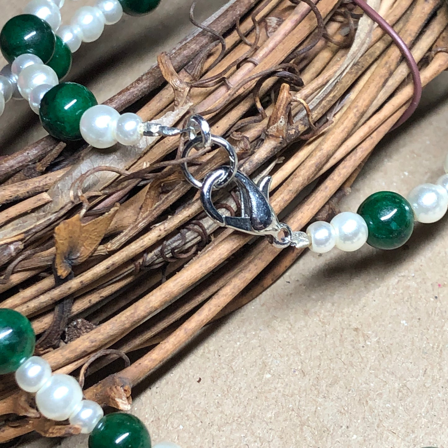 Amazonite and glass pearl choker