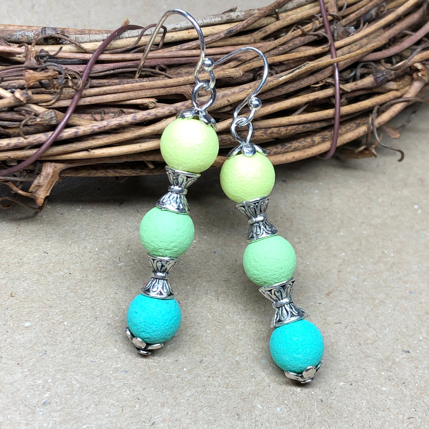 Fresh green lava stone earrings