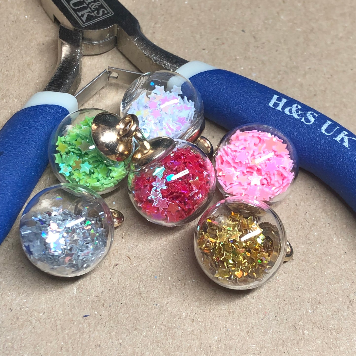 Glitter filled bauble pendants